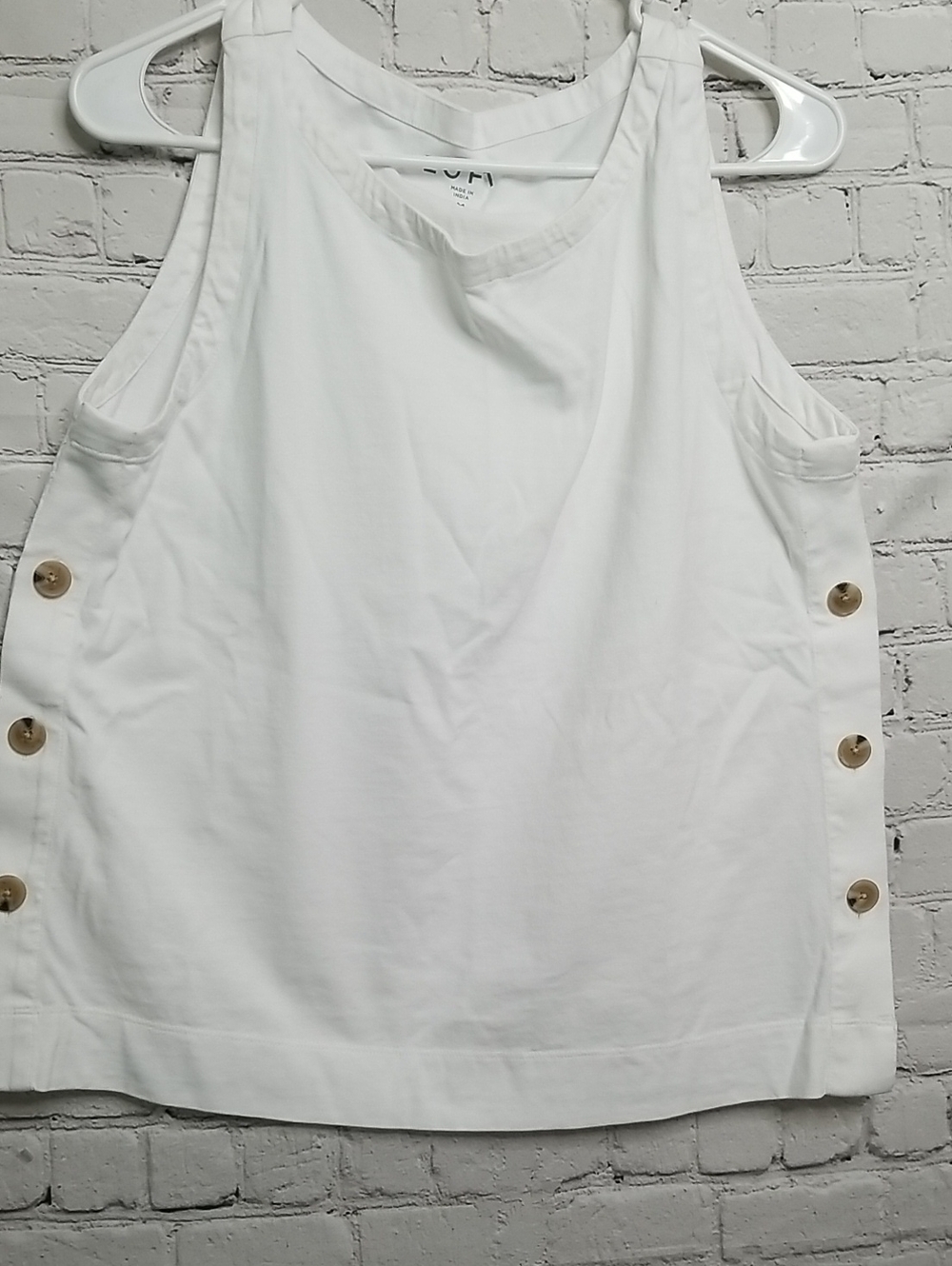 LOFT Cotton Scoop Neck Top Size Medium Side Buttons